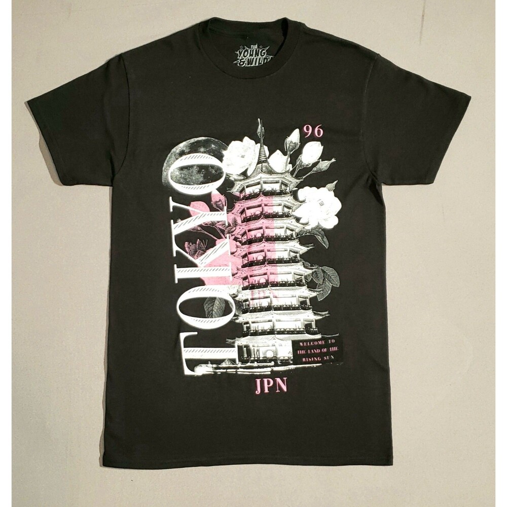 The Young And Wild Large Tokyo Japan Rose Men Black Shirt..73 0015